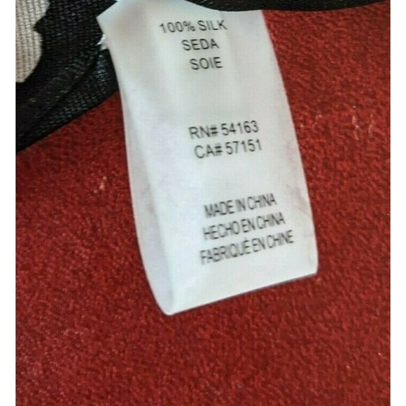 Calvin Klein 100% Silk Scarf Long Rectanle Black White Stripe Fringe Logo 70*17" - Picture 6 of 6